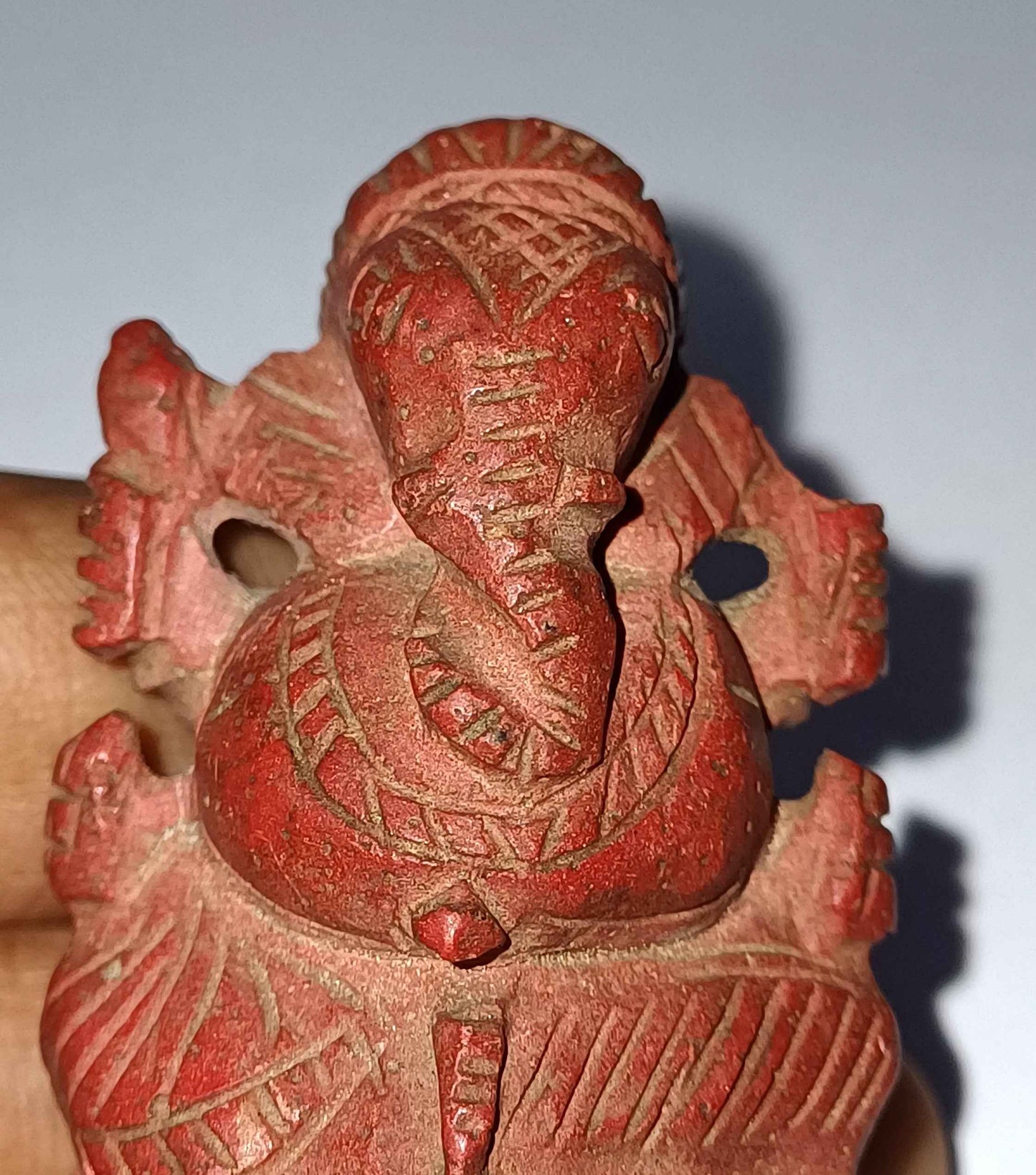 Antique Lord Ganesha Siddhi Vinayak Right Trunk Coral Carving Idol WATCH VIDEO