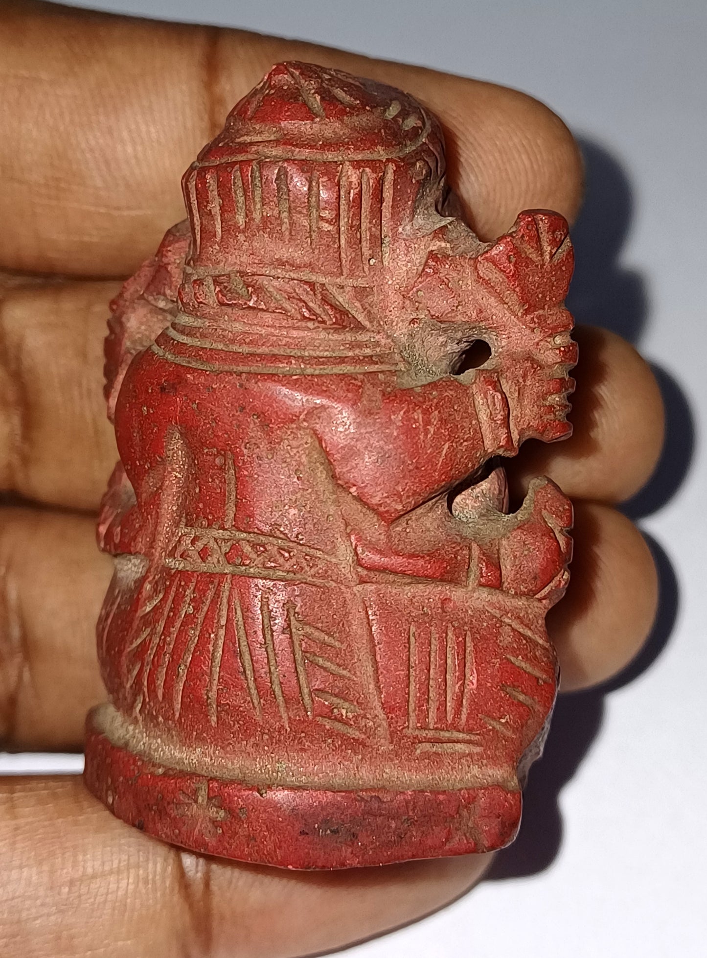 Antique Ganesha Coral Idol - Siddhi Vinayak Right Trunk Carving, WATCH VIDEO