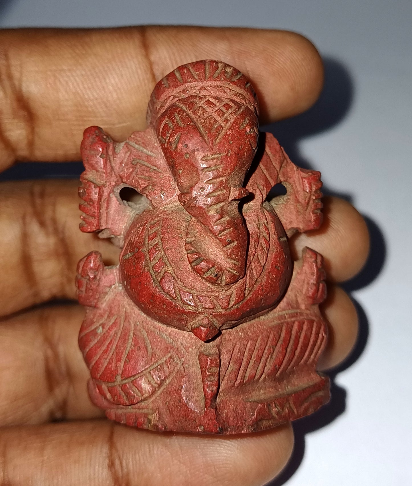 Antique Ganesha Coral Idol - Siddhi Vinayak Right Trunk Carving, WATCH VIDEO