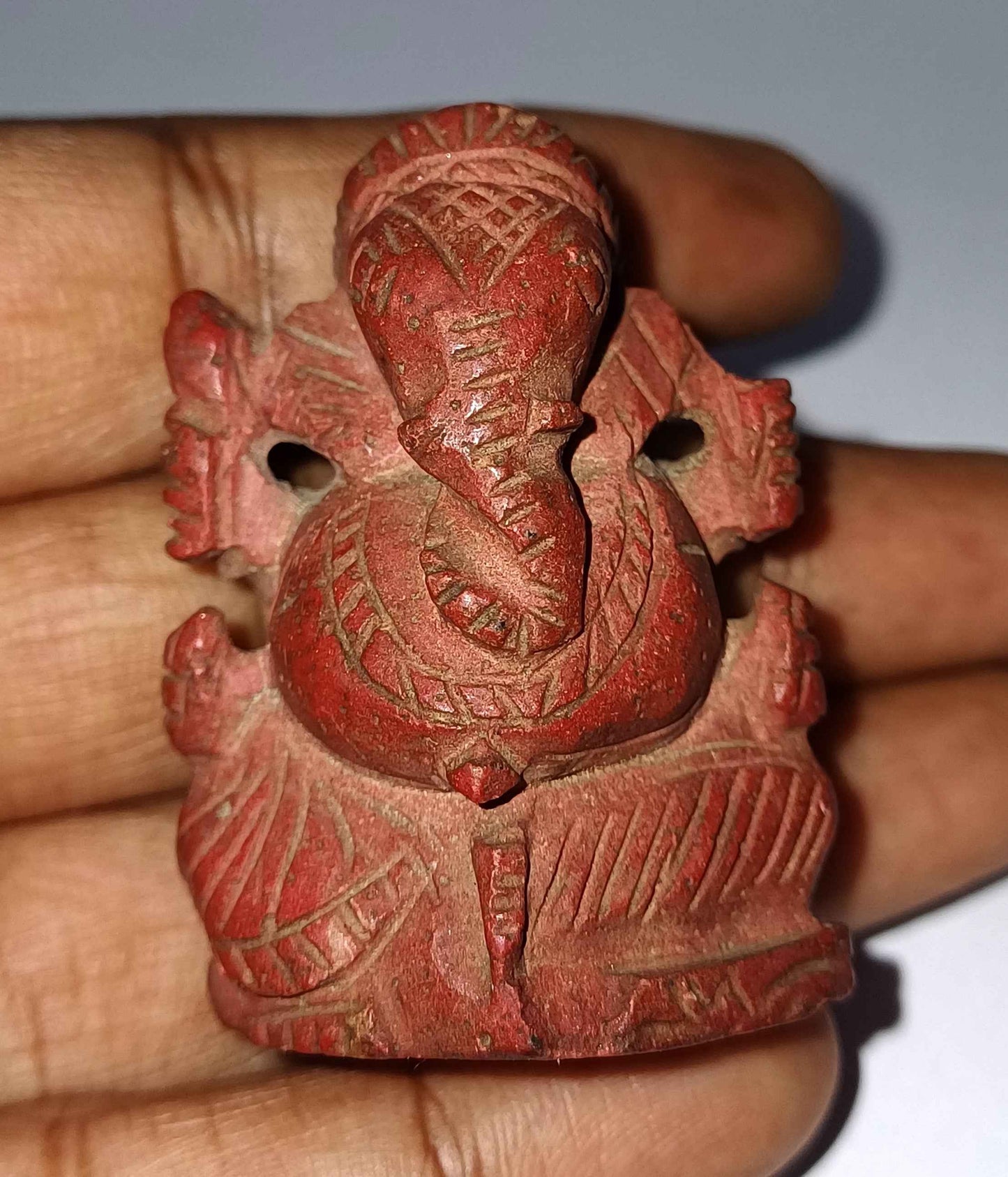 Antique Lord Ganesha Siddhi Vinayak Right Trunk Coral Carving Idol WATCH VIDEO