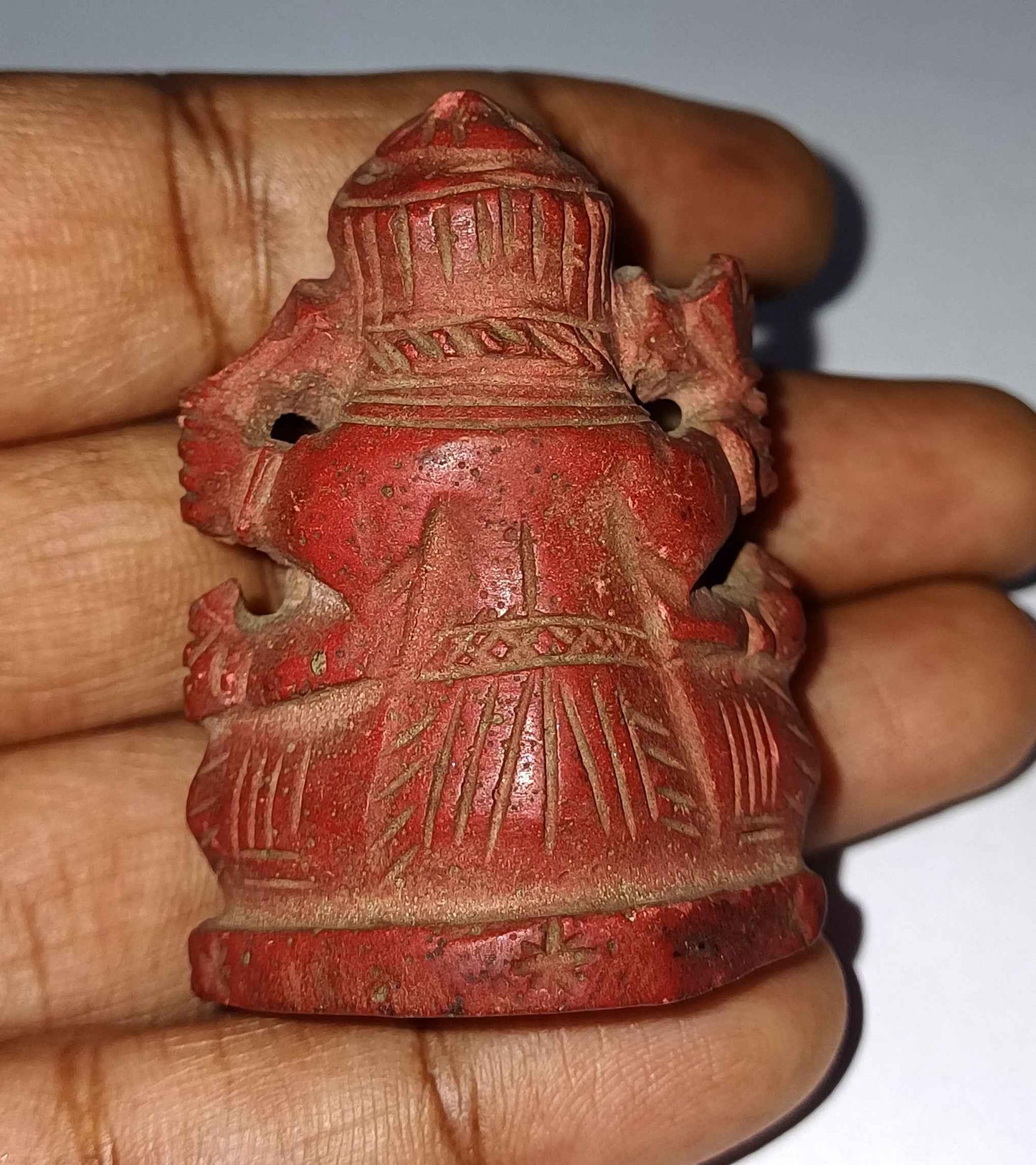 Antique Lord Ganesha Siddhi Vinayak Right Trunk Coral Carving Idol WATCH VIDEO