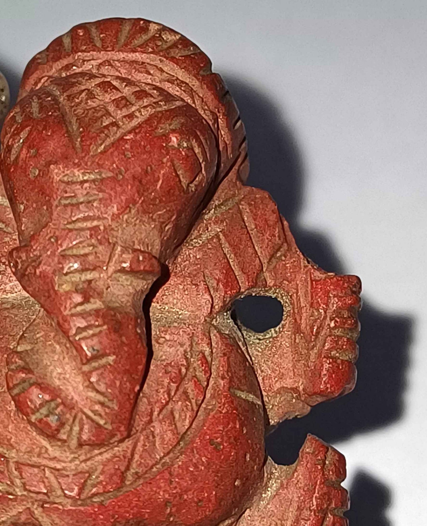 Antique Lord Ganesha Siddhi Vinayak Right Trunk Coral Carving Idol WATCH VIDEO
