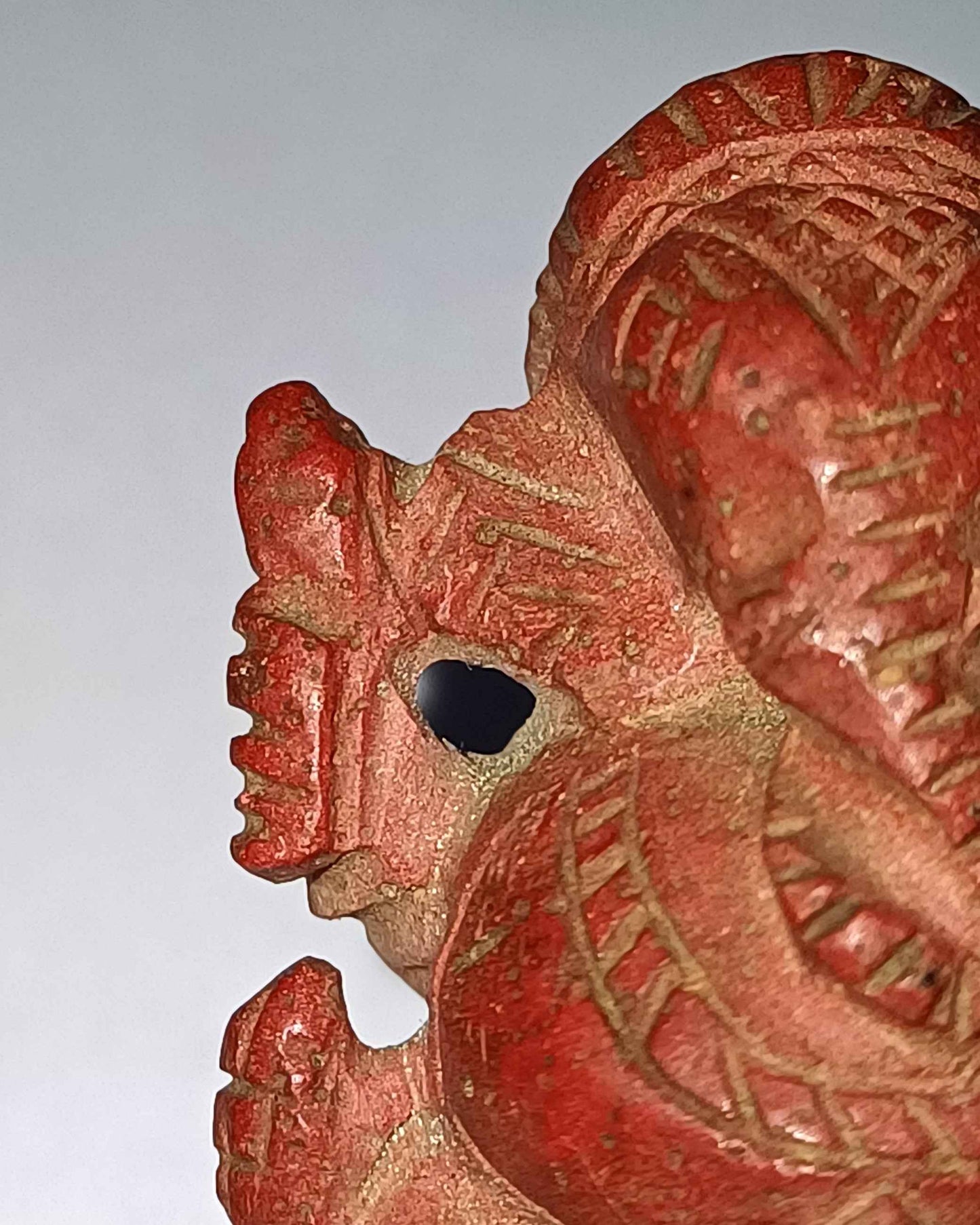 Antique Lord Ganesha Siddhi Vinayak Right Trunk Coral Carving Idol WATCH VIDEO