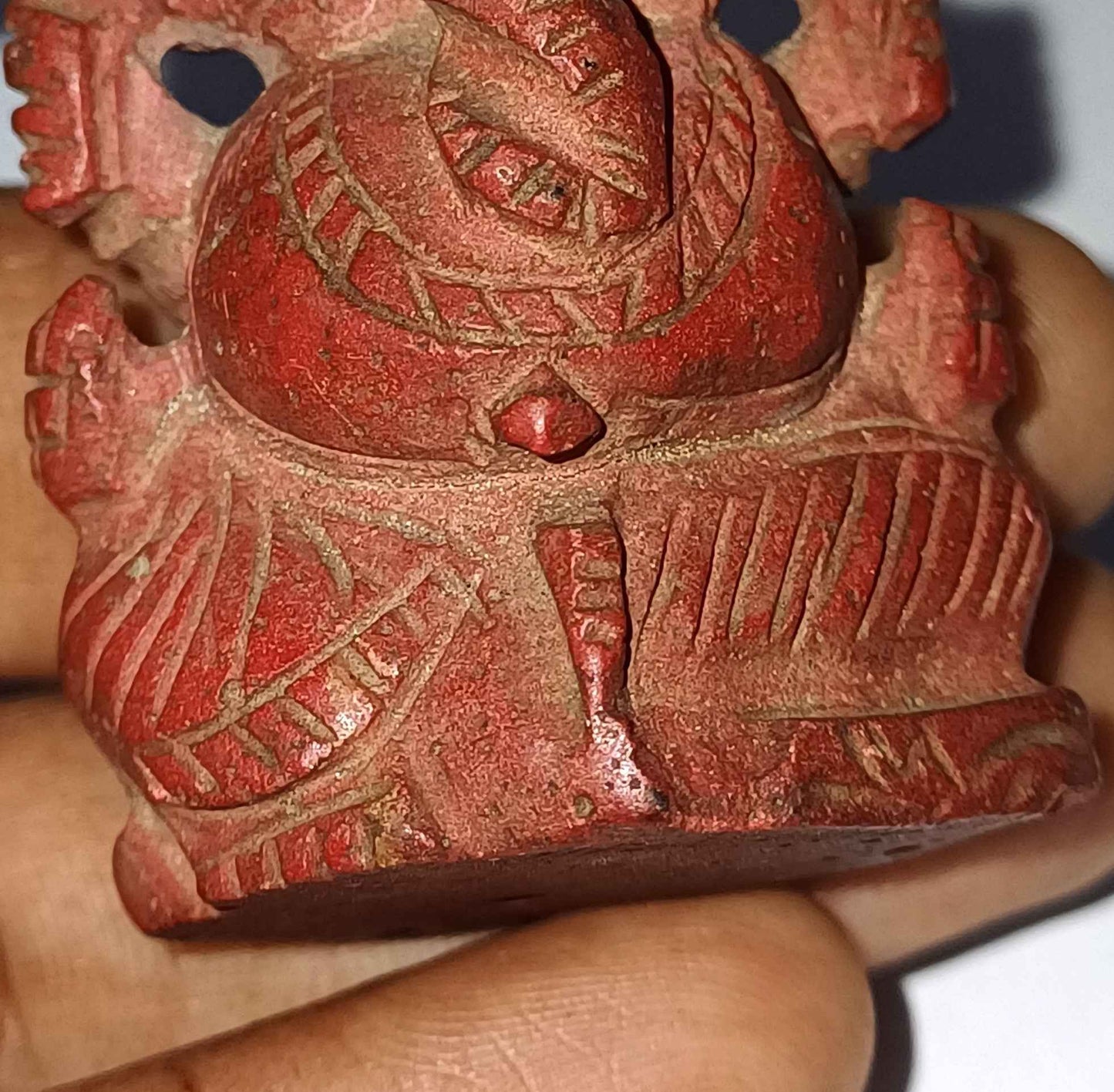 Antique Lord Ganesha Siddhi Vinayak Right Trunk Coral Carving Idol WATCH VIDEO
