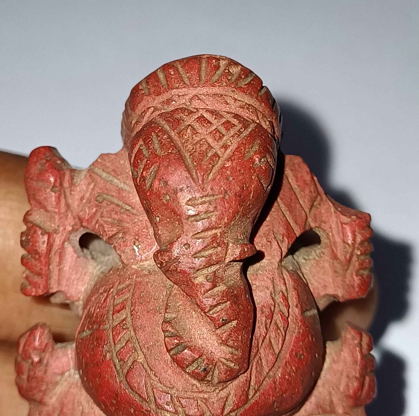 Antique Lord Ganesha Siddhi Vinayak Right Trunk Coral Carving Idol WATCH VIDEO