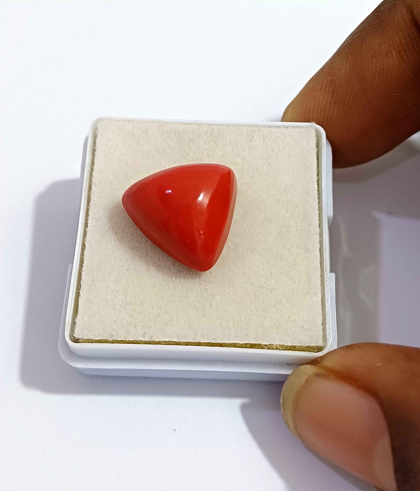 6.33 Cts Coral Natural Italian Gemstone Triangle Cabochon 12.2*12 MM CL17