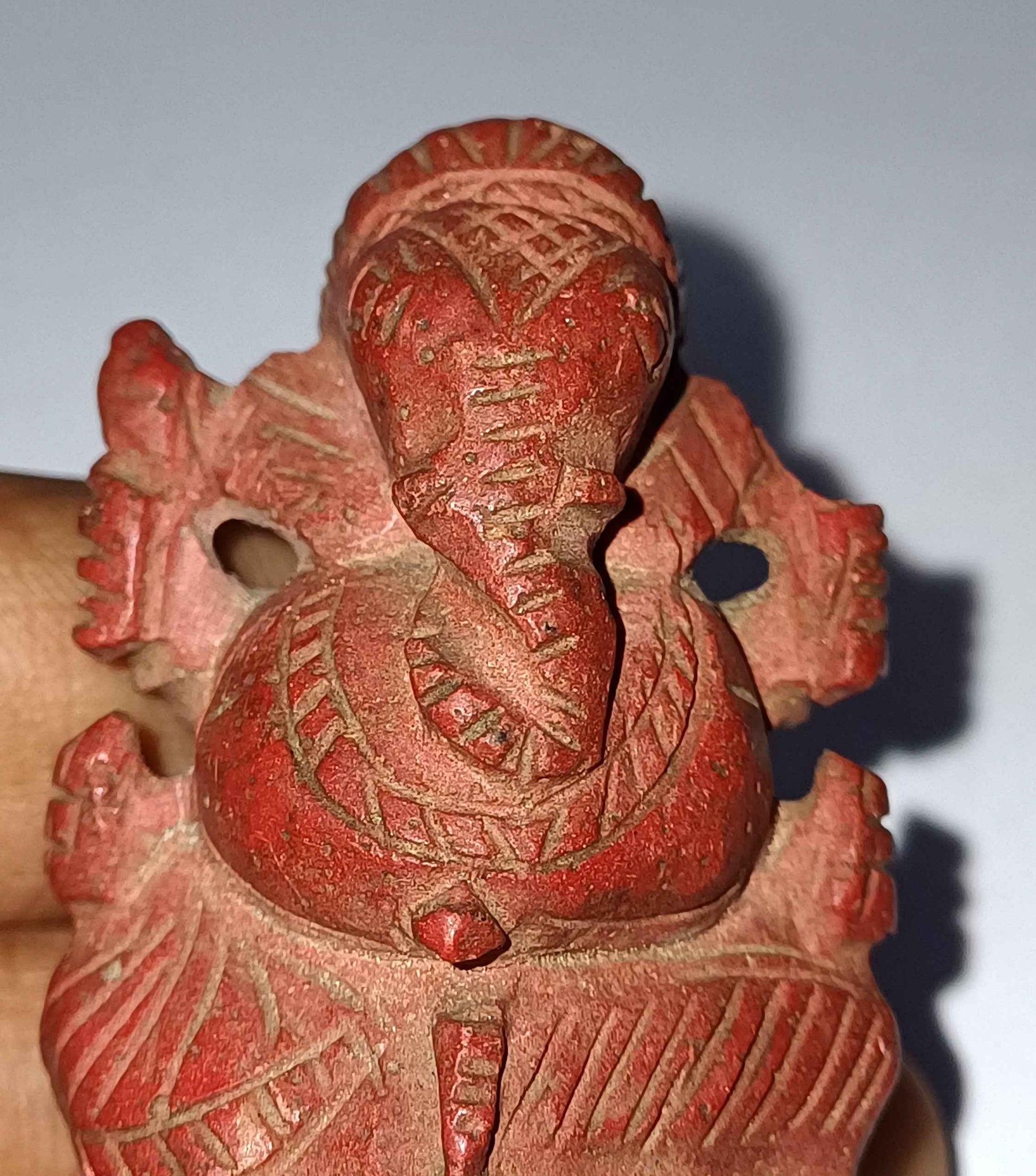 Antique Lord Ganesha Siddhi Vinayak Right Trunk Coral Carving Idol WATCH VIDEO