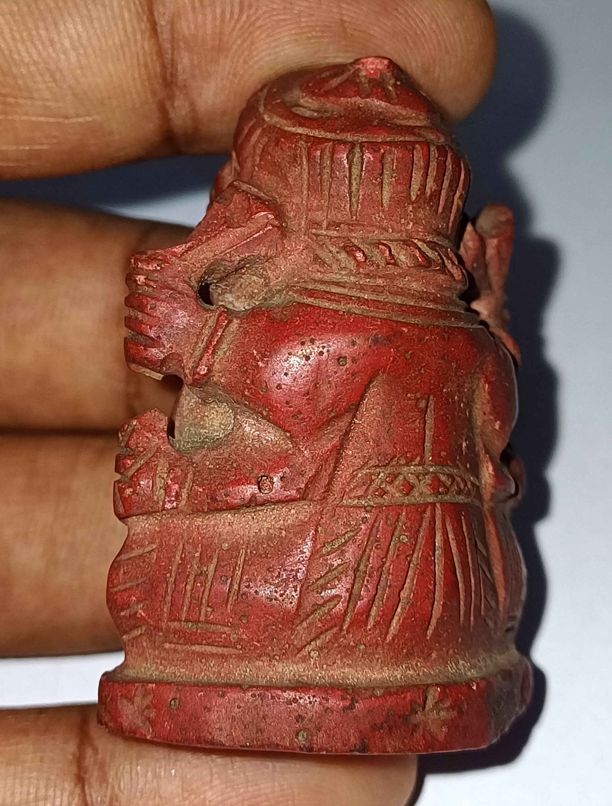 Antique Lord Ganesha Siddhi Vinayak Right Trunk Coral Carving Idol WATCH VIDEO