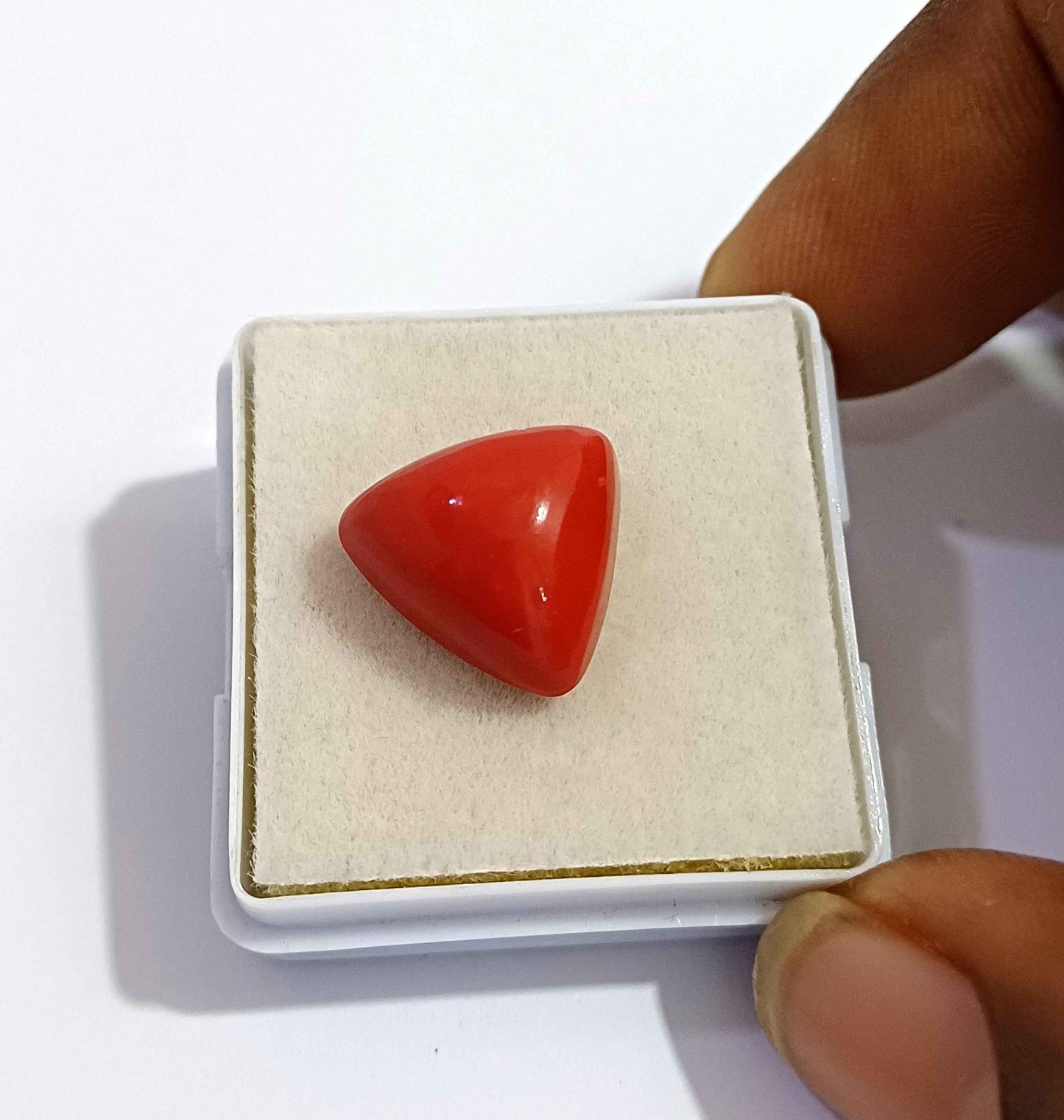 6.33 Cts Coral Natural Italian Gemstone Triangle Cabochon 12.2*12 MM CL17