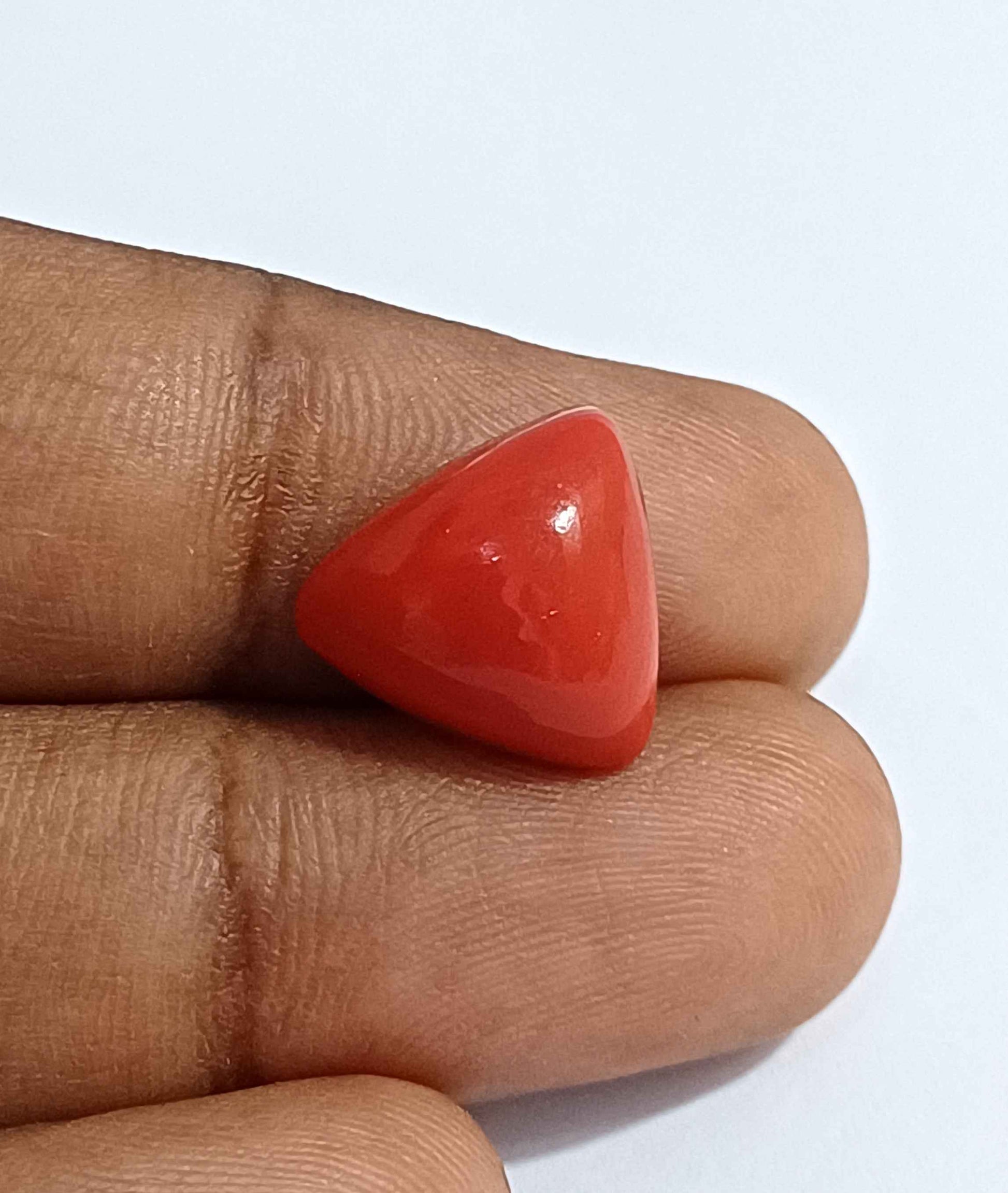 6.33 Cts Coral Natural Italian Gemstone Triangle Cabochon 12.2*12 MM CL17