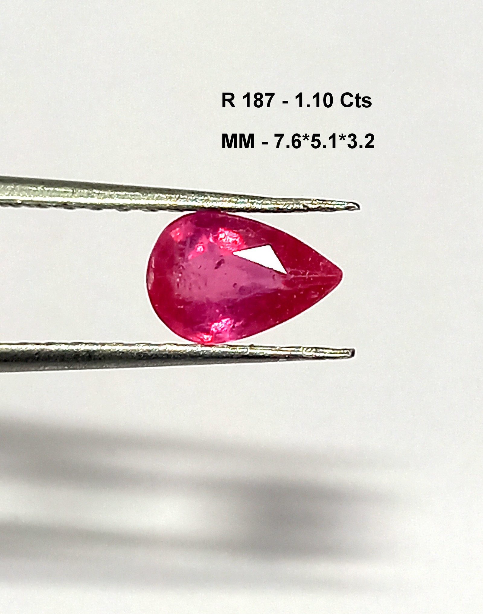1.10 Cts Natural Burma Pink Ruby Gemstone Pear Cut