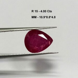 4.00 Cts Natural Burma Ruby Gemstone Pear Cut 10.9*8.8 MM R15