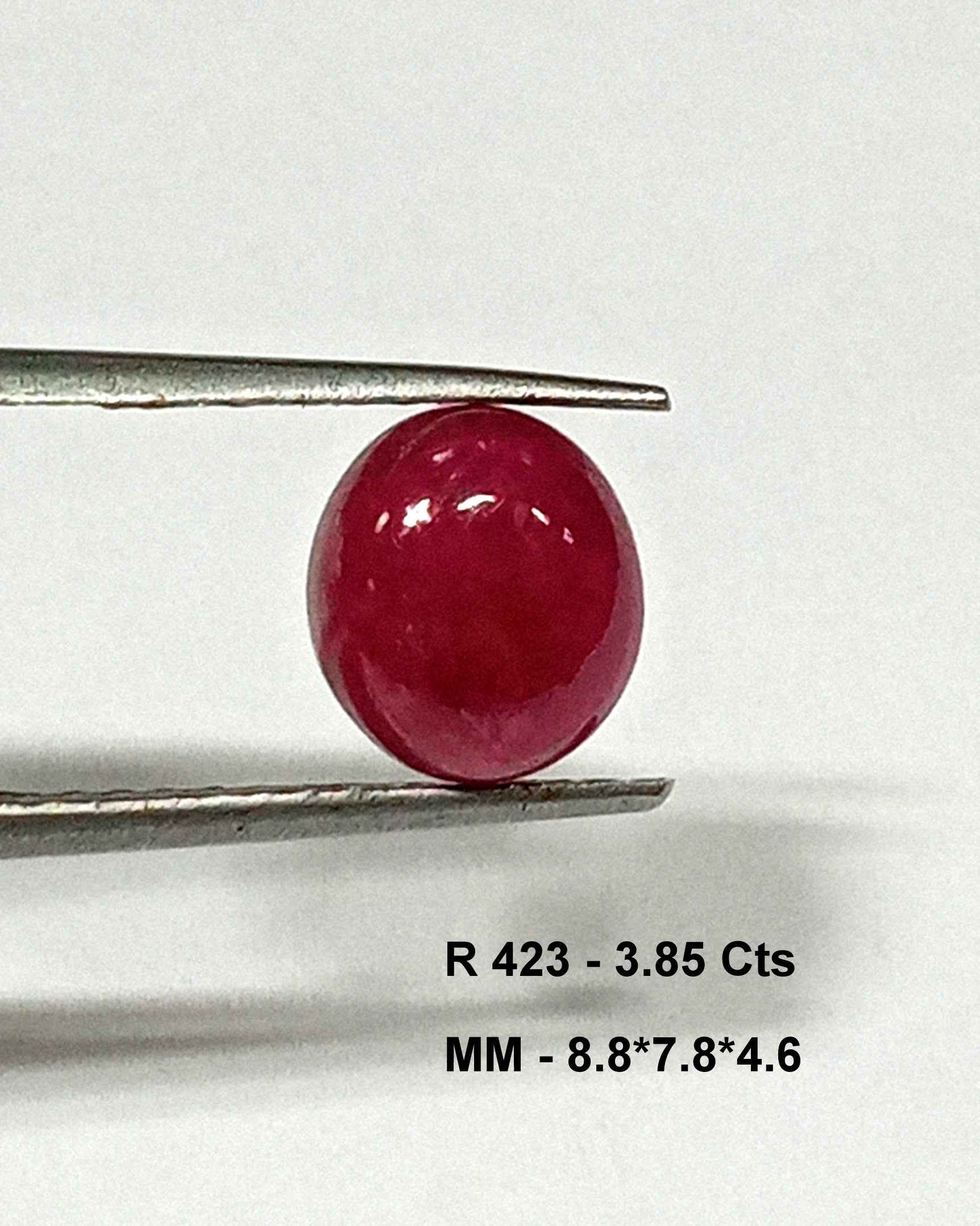 1_17190813-9884-4c38-b03c-7540730ed7fc 3.85 Cts Natural Myanmar Red Ruby Gemstone Oval Cabochon 8.8*7.8 MM R423