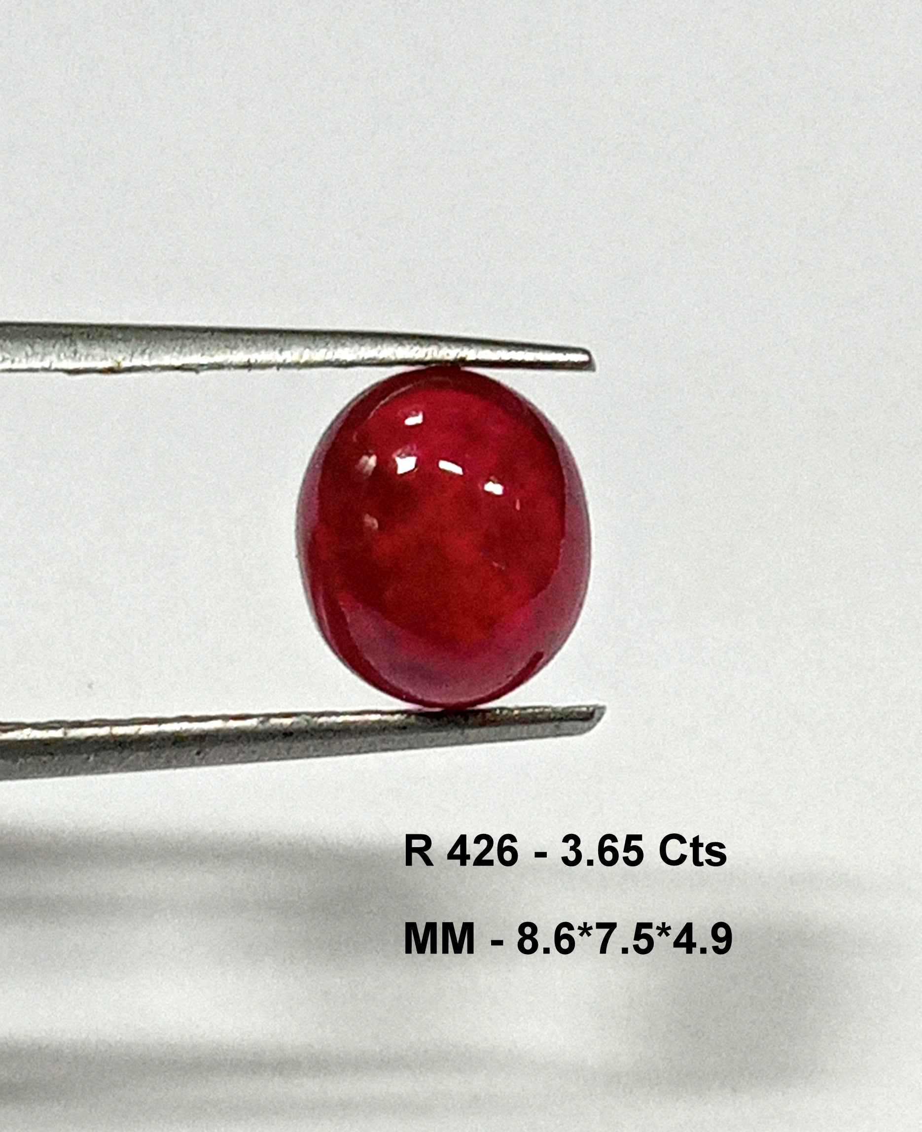 3.65 Cts Natural Myanmar Red Ruby Gemstone Oval Cabochon 8.6*7.5 MM R426