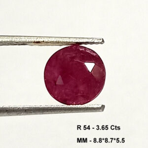 3.65 Cts Natural Mozambique Red Ruby Round Cut 8.8*8.7 MM R54 - Authentic Natural Mozambique Red Ruby