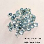 30.15 Cts 40 Pcs Natural Brazil Aquamarine Gemstone Round Cut 6*6 MM AQ13 WATCH VIDEO