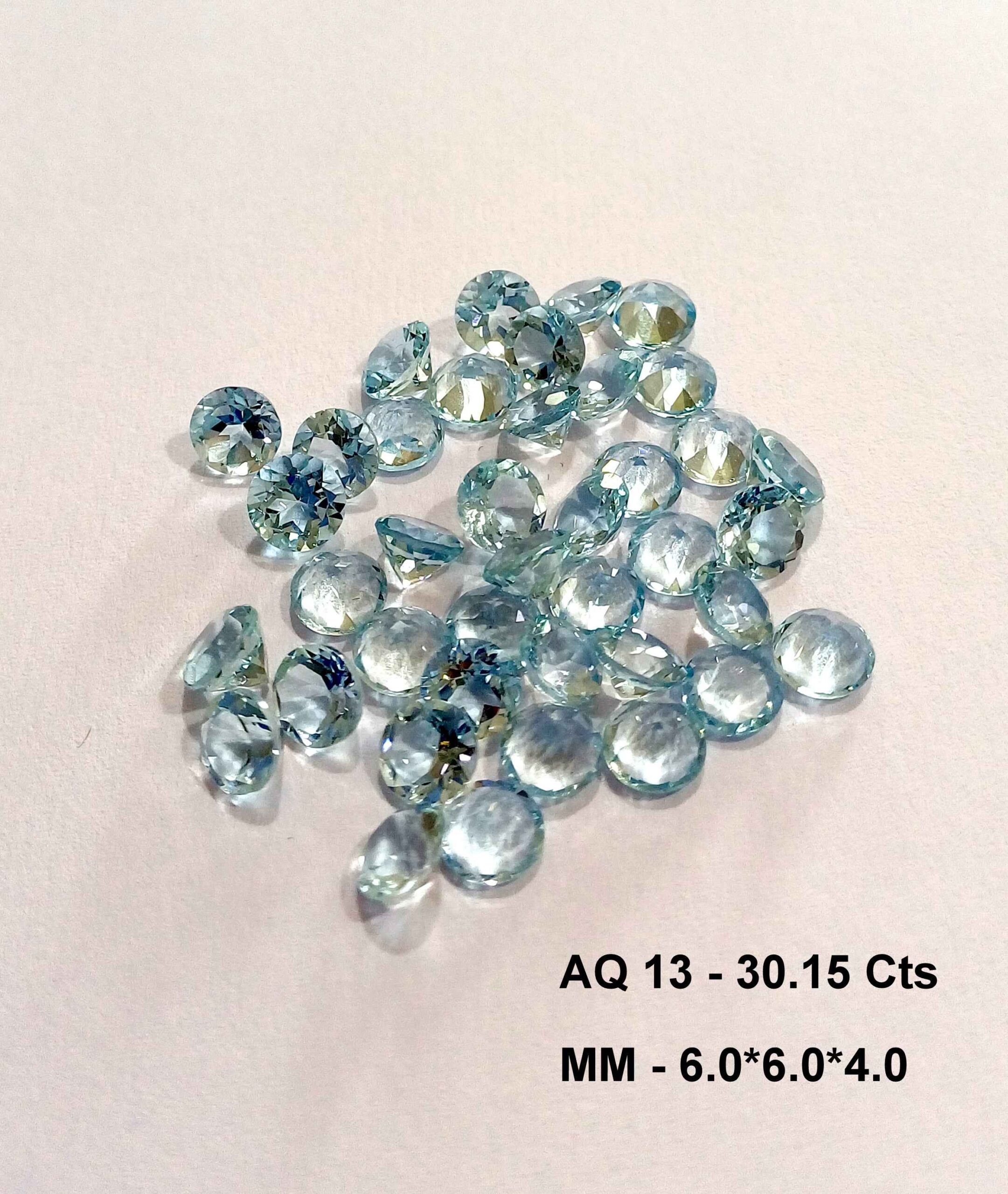 30.15 Cts 40 Pcs Natural Brazil Aquamarine Gemstone Round Cut 6*6 MM AQ13 WATCH VIDEO