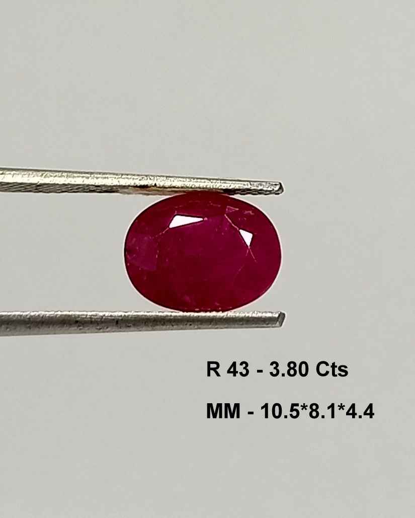 3.80 Cts Natural Mozambique Red Ruby Gemstone Oval Cut 10.5*8.1 MM R43