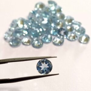 30.15 Cts 40 Pcs Natural Brazil Aquamarine Gemstone Round Cut 6*6 MM AQ13 WATCH VIDEO