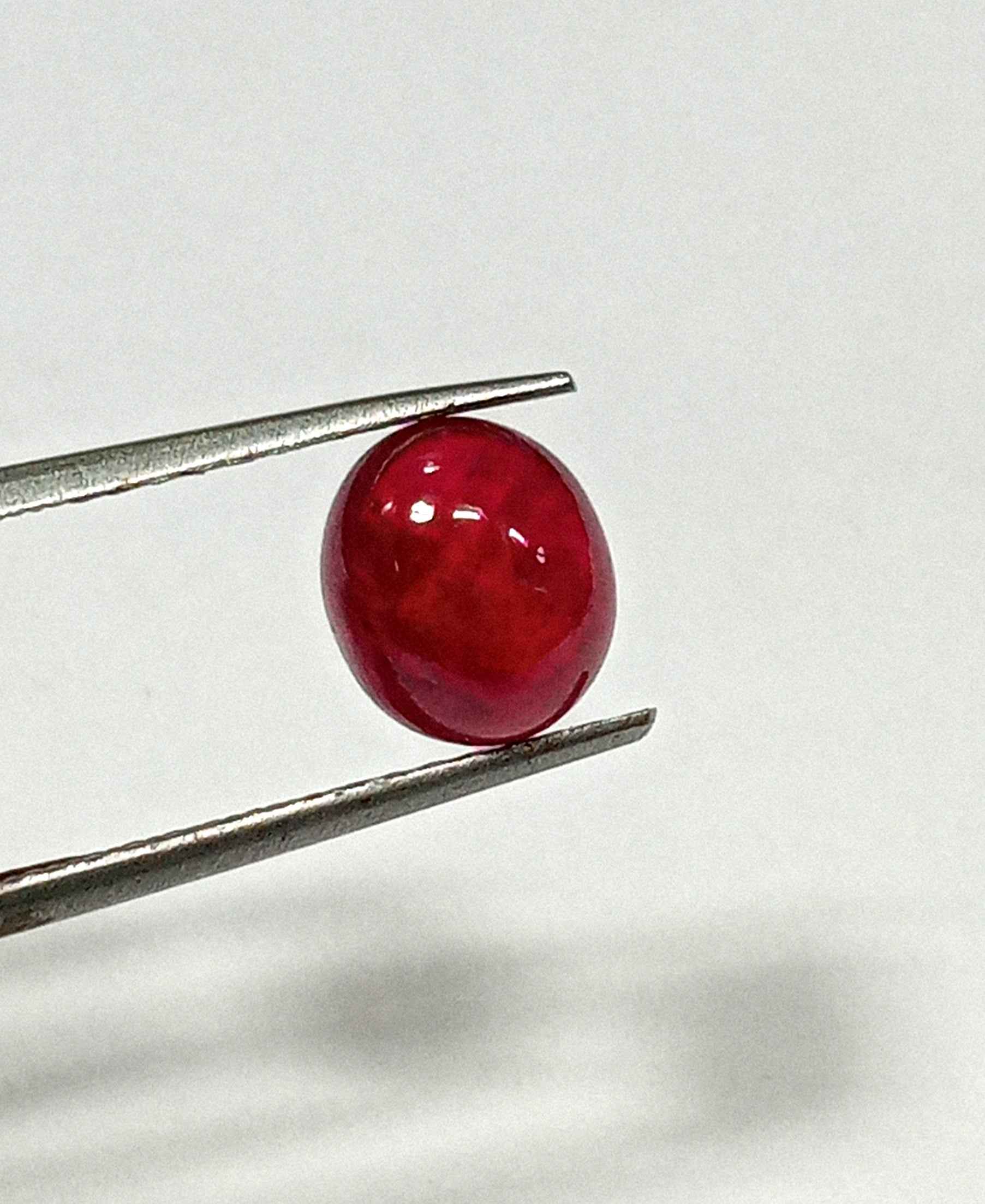 3.65 Cts Natural Myanmar Red Ruby Gemstone Oval Cabochon 8.6*7.5 MM R426