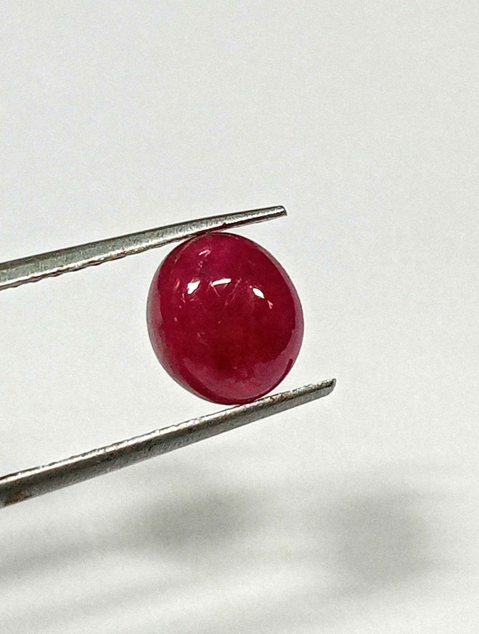 4_a3030010-1b94-4206-b849-d951d229a122 3.85 Cts Natural Myanmar Red Ruby Gemstone Oval Cabochon 8.8*7.8 MM R423