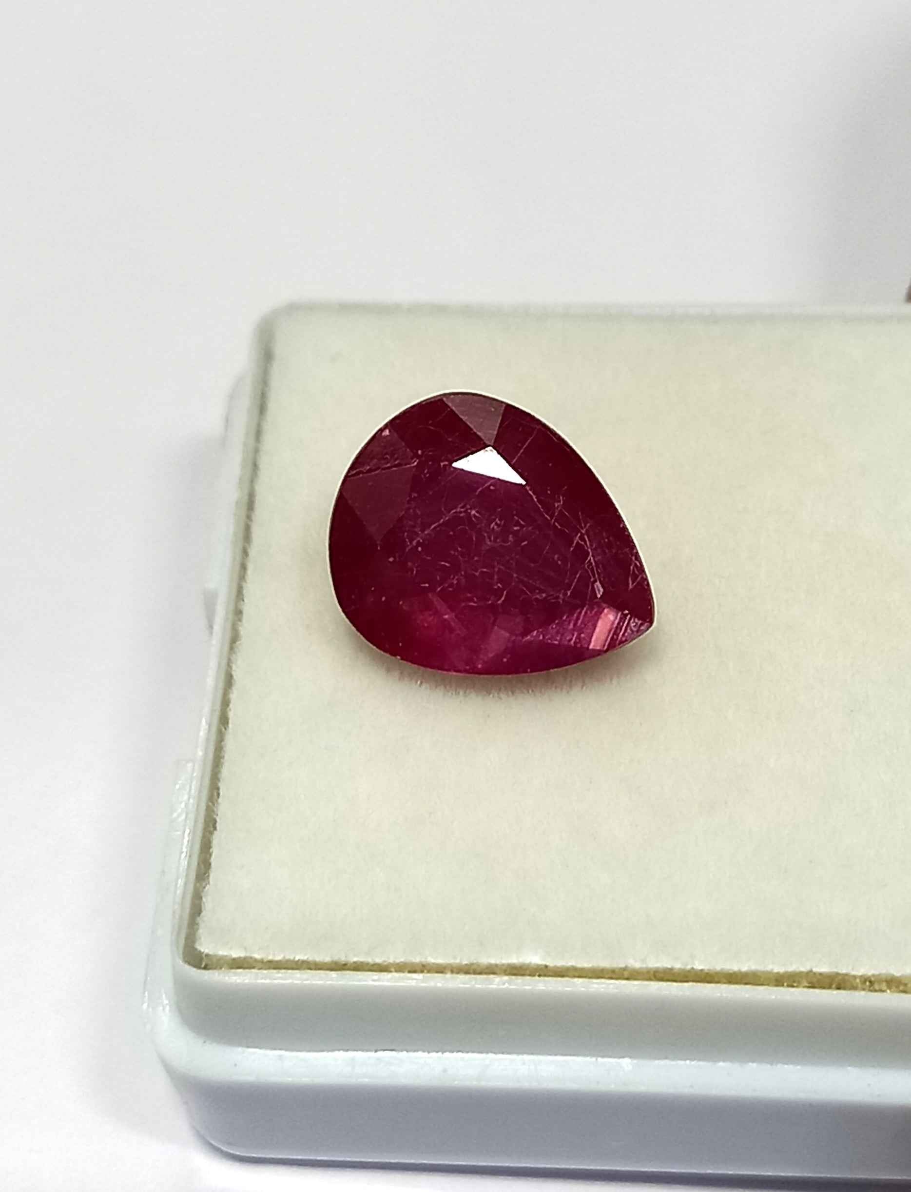 4.00 Cts Natural Burma Ruby Gemstone Pear Cut 10.9*8.8 MM R15