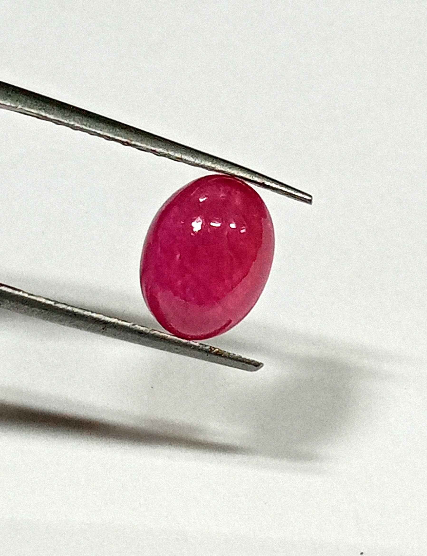 4.40 Cts Natural Myanmar Star Ruby Gemstone Red Oval Cabochon 10.4*8 MM R418