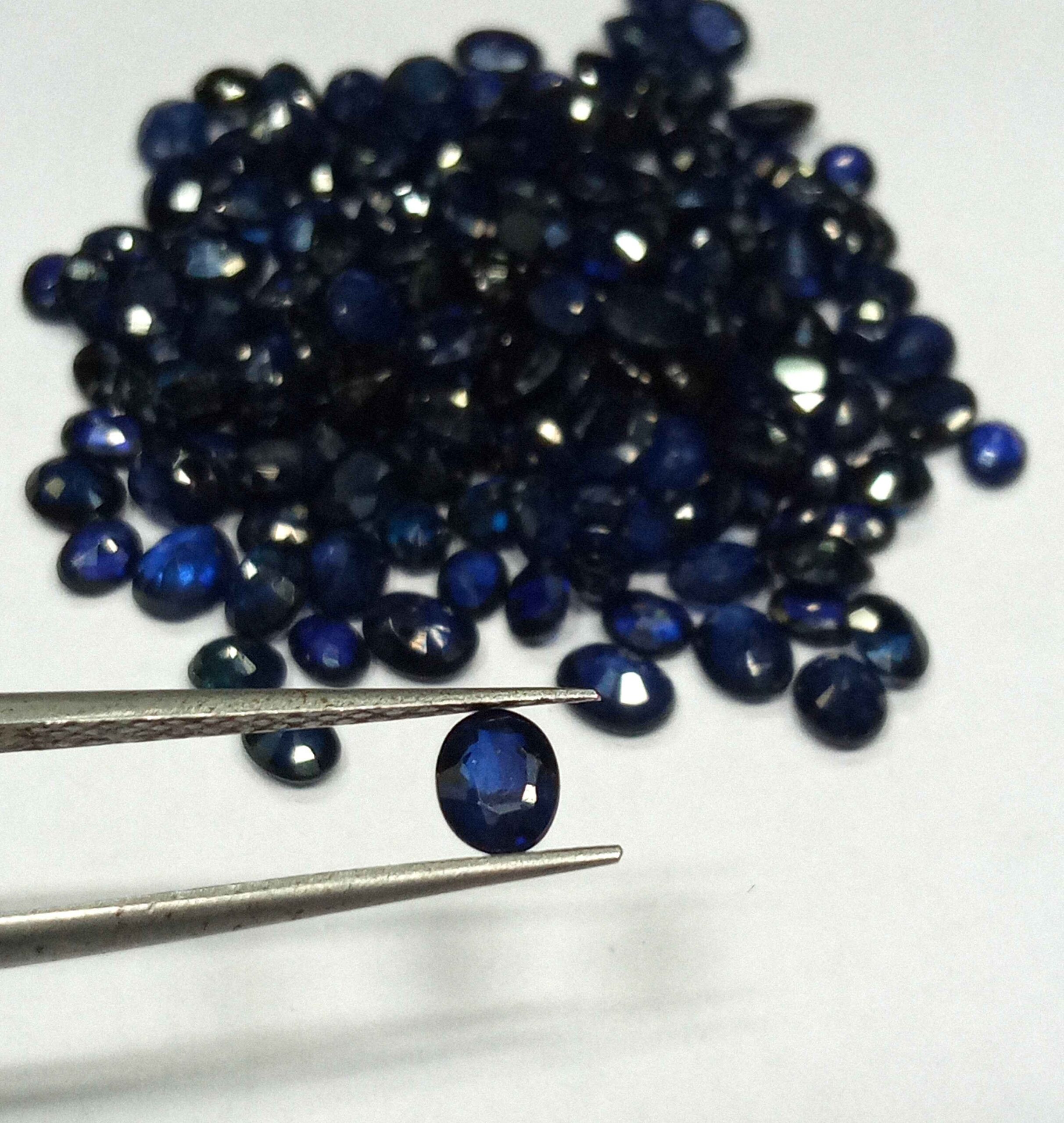 45.60 Cts 143 Pcs Natural Burma Blue Sapphire Gemstone Lot Oval Cut 5.1-3.8 MM WATCH VIDEO