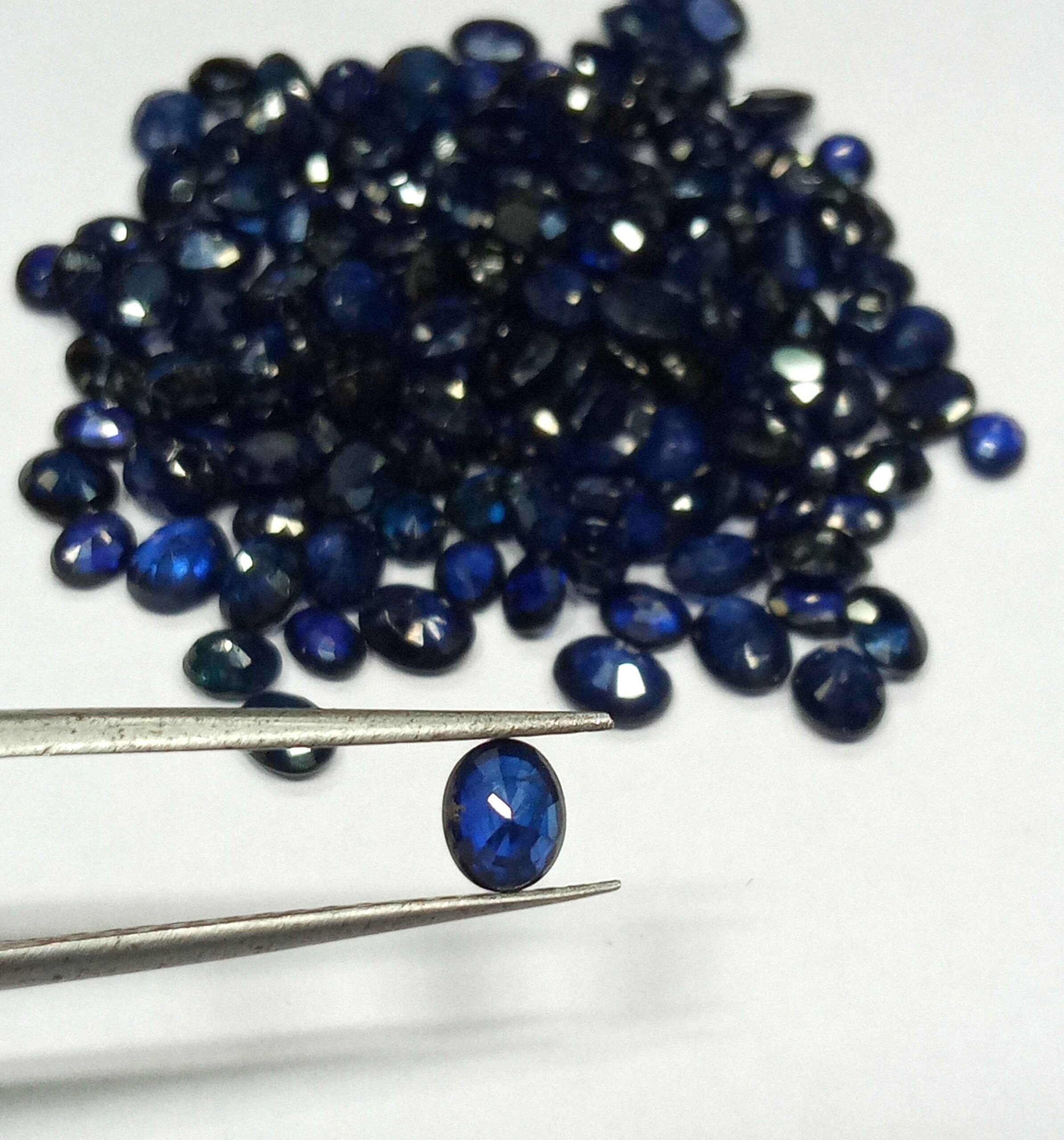 45.60 Cts 143 Pcs Natural Burma Blue Sapphire Gemstone Lot Oval Cut 5.1-3.8 MM WATCH VIDEO