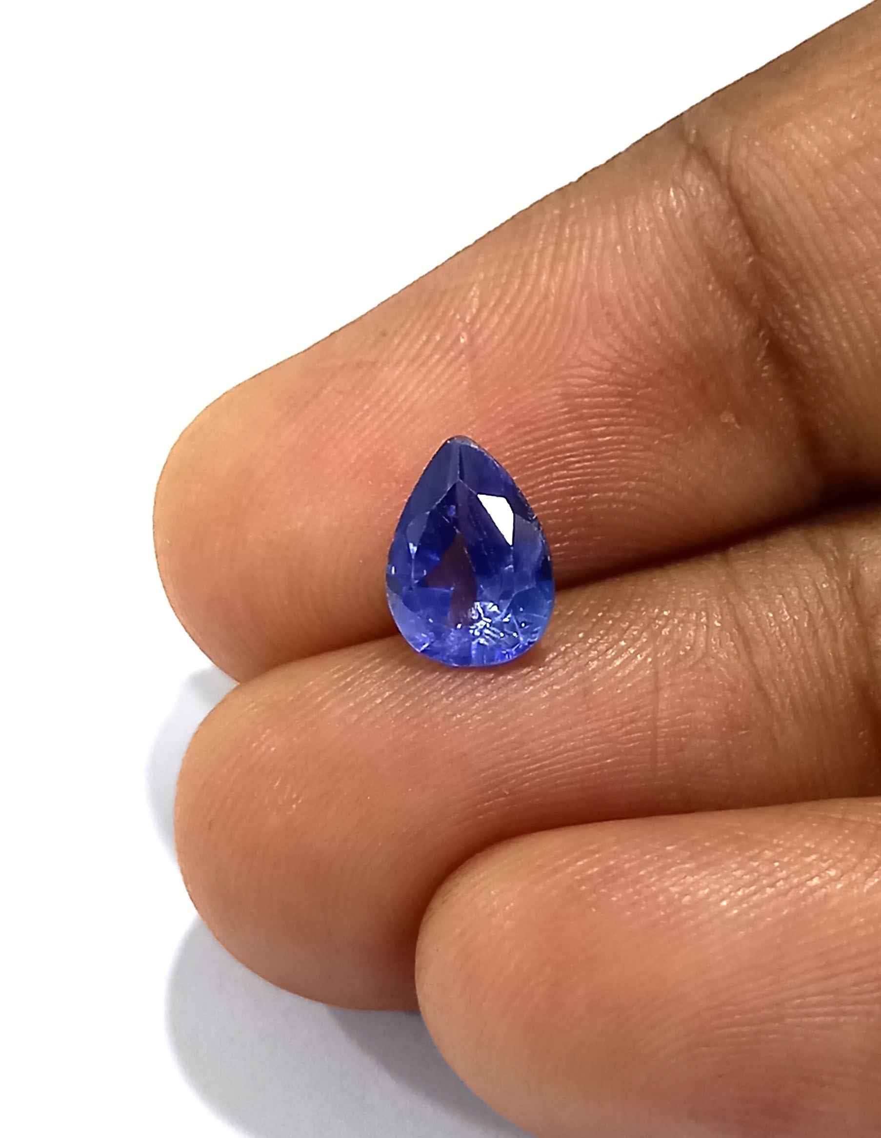 1.20 Cts Natural Sri Lankan Blue Sapphire Gemstone Pear Cut 7.7*5.8 MM BS292