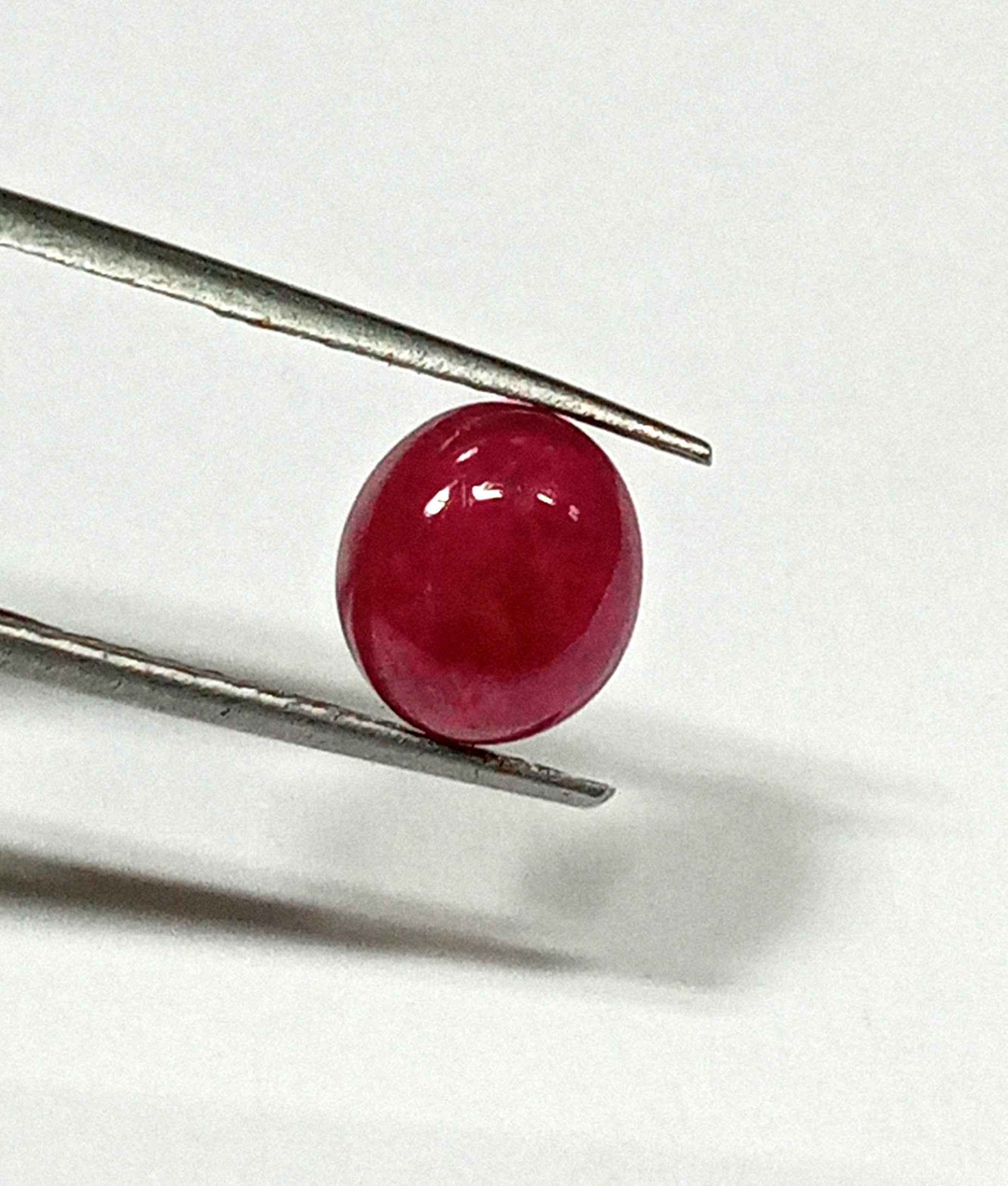 6_eb460d5d-8c25-4fcc-8e50-0f872e968820 3.85 Cts Natural Myanmar Red Ruby Gemstone Oval Cabochon 8.8*7.8 MM R423