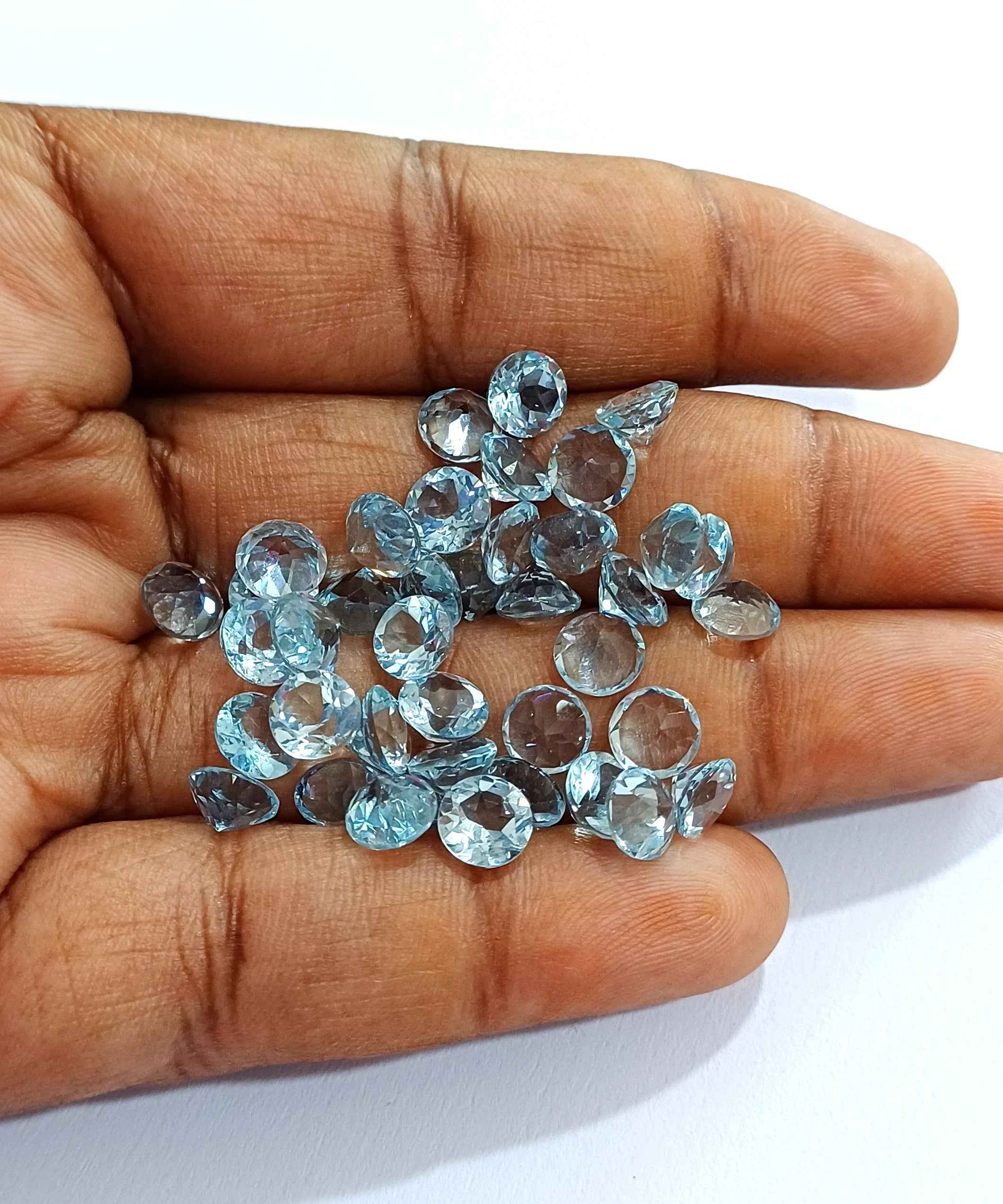 30.15 Cts 40 Pcs Natural Brazil Aquamarine Gemstone Round Cut 6*6 MM AQ13 WATCH VIDEO