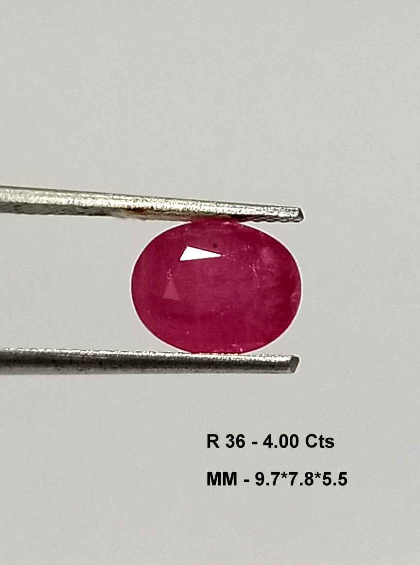 4.00 Cts Natural Mozambique Ruby Gemstone Oval Cut 9.7*7.8 MM R36