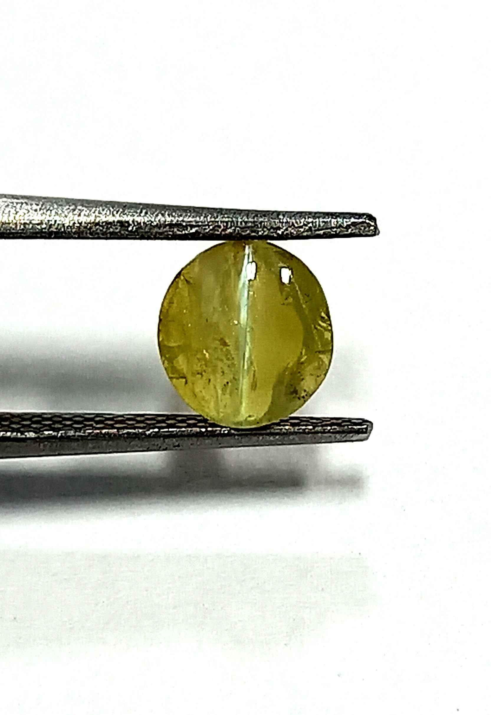 1.59 Cts Natural Chrysoberyl Cats Eye Gemstone Oval Cabochon 7.3*6.7 MM CE81 Sri Lanka Kanak Khet