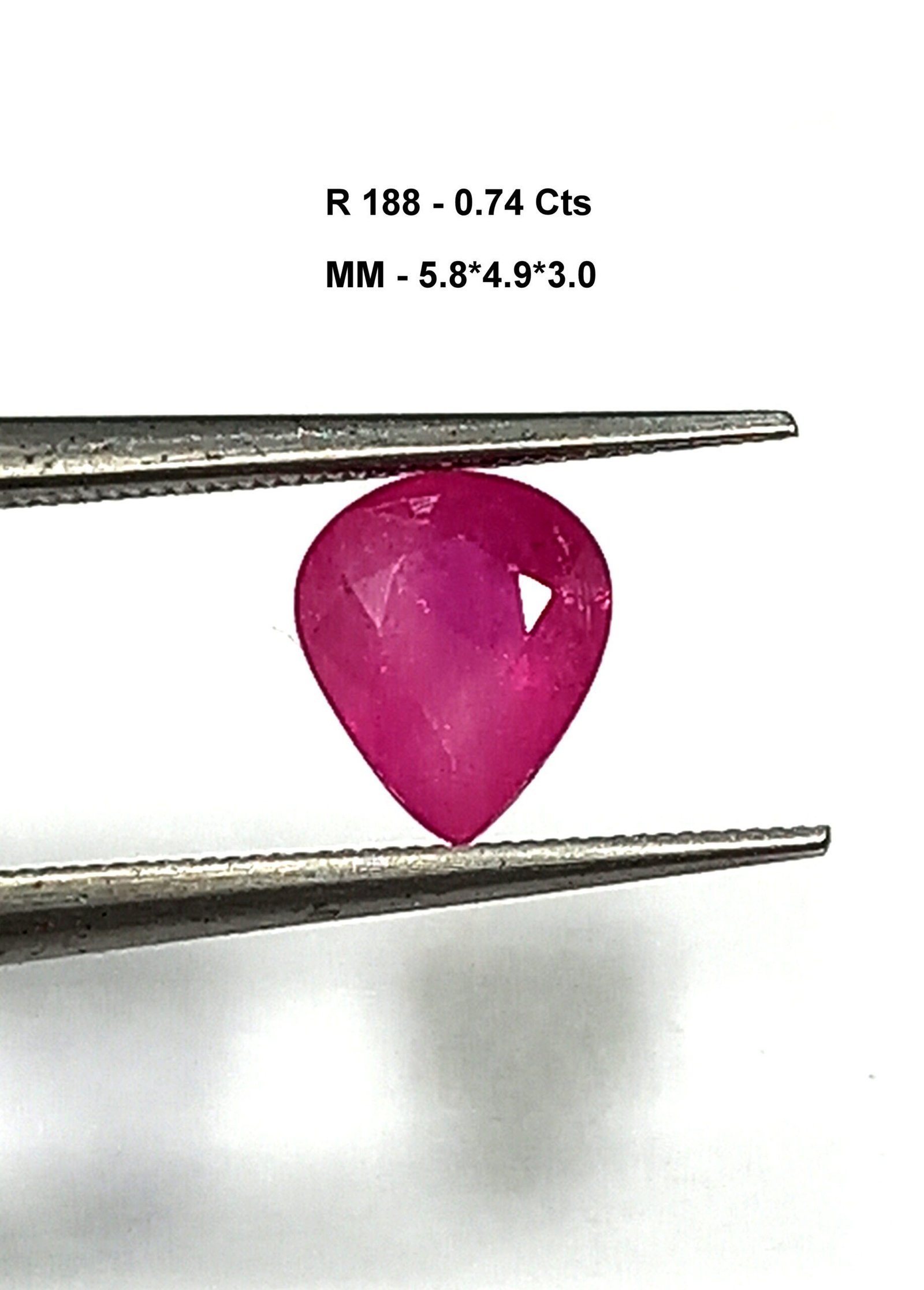 0.74 Cts Natural Burma Ruby Gemstone Pear Cut Pink Color 5.8*4.9 MM R188