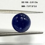 2.51 Cts Burmese Blue Sapphire Cabochon Round Gemstone 7.9*7.8 MM BS106