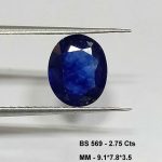 2.75 Cts Oval Cut Natural Blue Sapphire Gemstone 9.1*7.8 MM BS569