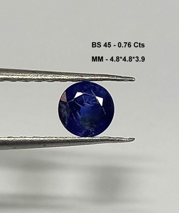 0.76 Cts Round Cut Natural Kashmir Blue Sapphire Gemstone 4.8*4.8 MM BS45