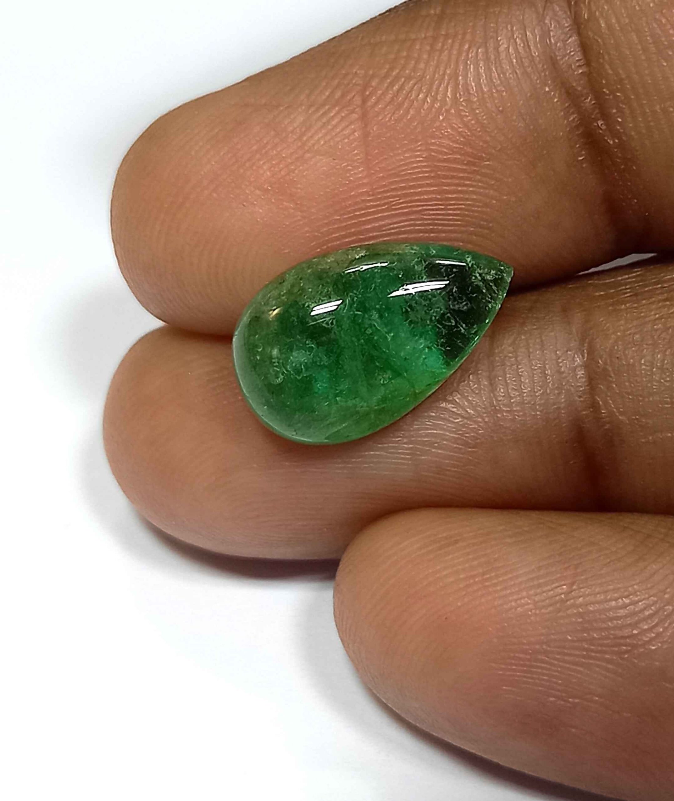 NATURALEMERALDGEMSTONE4_f8f47f58-b39a-43dd-8ac4-1894d833f2d7 3.65 Cts Pear Cabochon Zambian Natural Emerald Gemstone 13.76*8.56 MM EM16