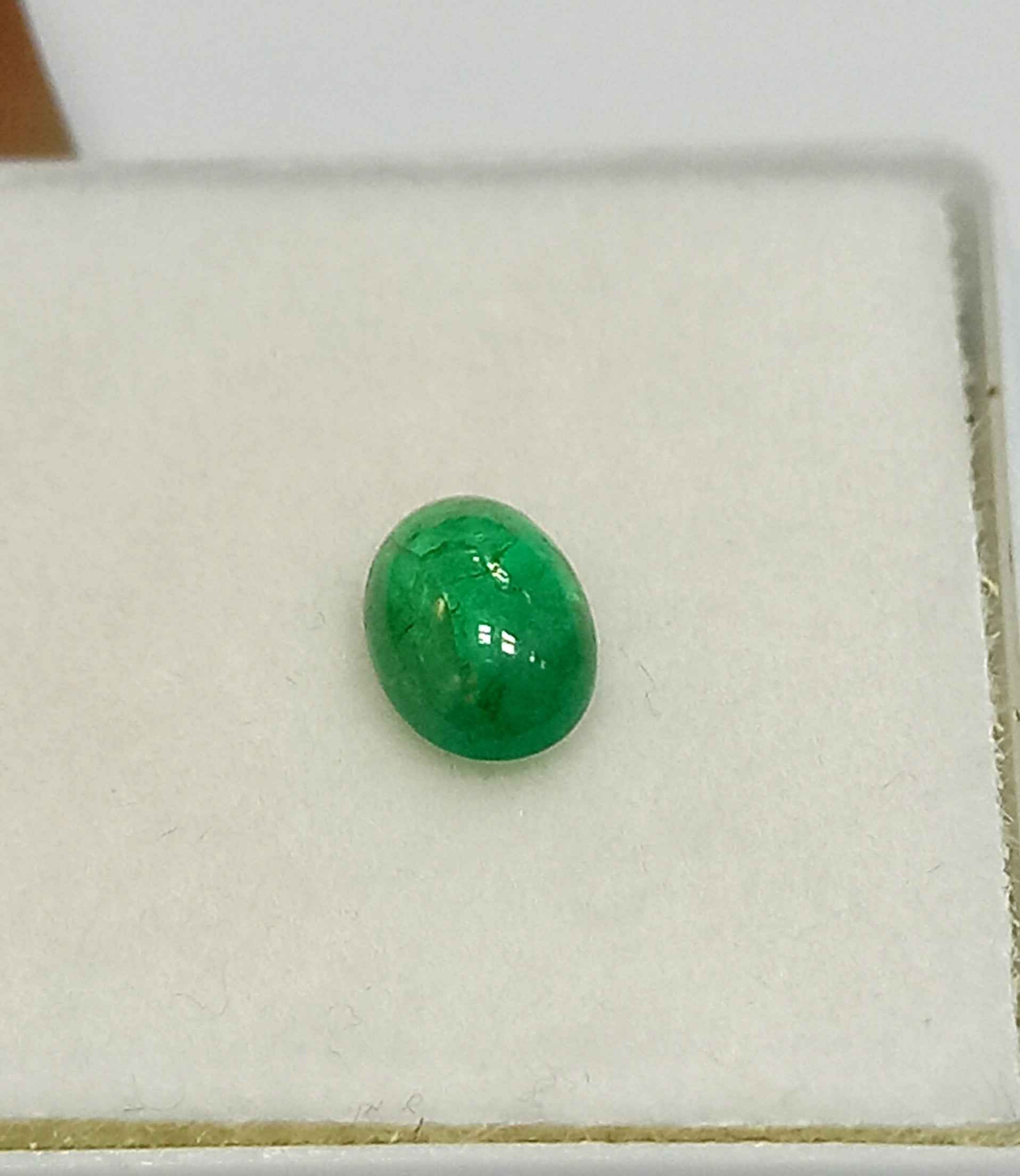 0.72 Cts Natural Zambian Emerald Gemstone Oval Cabochon 6.88*4.85 MM EM10