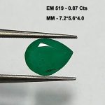 0.87 Cts Natural Zambian Emerald Gemstone Pear Cut 7.2*5.6 MM EM519
