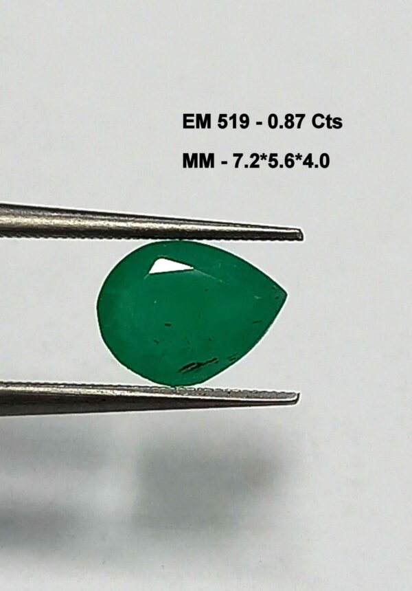 0.87 Cts Natural Zambian Emerald Gemstone Pear Cut 7.2*5.6 MM EM519