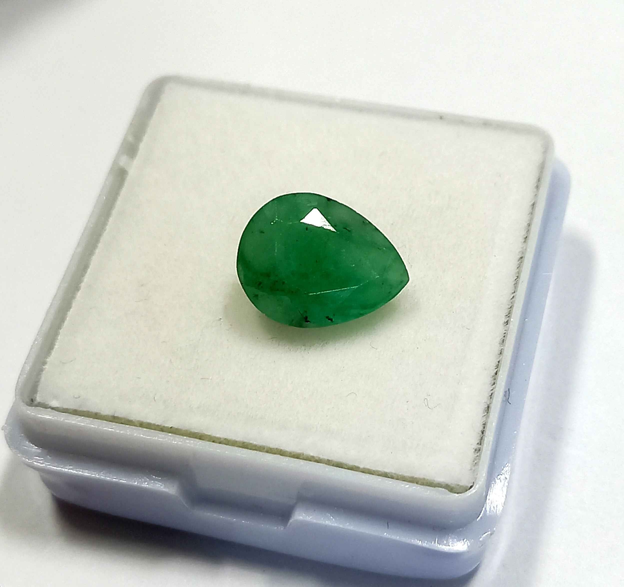 2.20 Cts Zambian Natural Emerald Gemstone Pear Cut 10.3*8 MM EM26