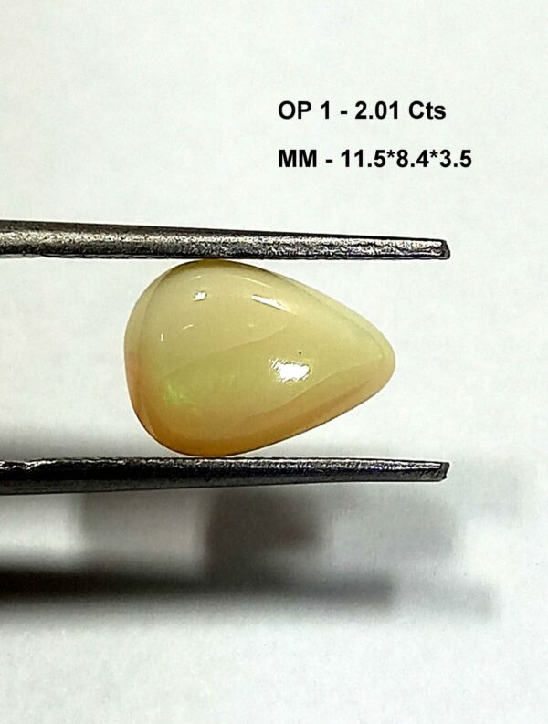 2.01 Cts Natural Australian Opal Gemstone Pear Cabochon White Multicolor 11.5*8.4 MM OP1