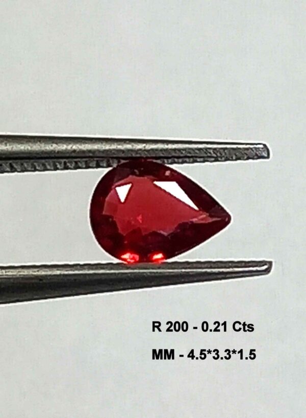0.21 Cts Red Ruby Natural Burma Gemstone Pear Cut 4.5*3.3 MM R200