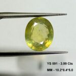 3.99 Cts Yellow Sapphire Natural Bangkok Gemstone Oval Cut 10.2*8.4 MM YS591