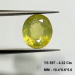 4.32 Cts Natural Bangkok Yellow Sapphire Gemstone Oval Cut 10.4*8.6 MM YS597
