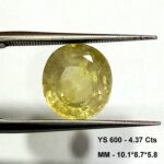 4.37 Cts Oval Cut Natural Bangkok Yellow Sapphire Gemstone 10.1*8.7 MM YS600