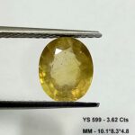 3.62 Cts Oval Cut Natural Bangkok Yellow Sapphire Gemstone 10.1*8.3 MM YS599