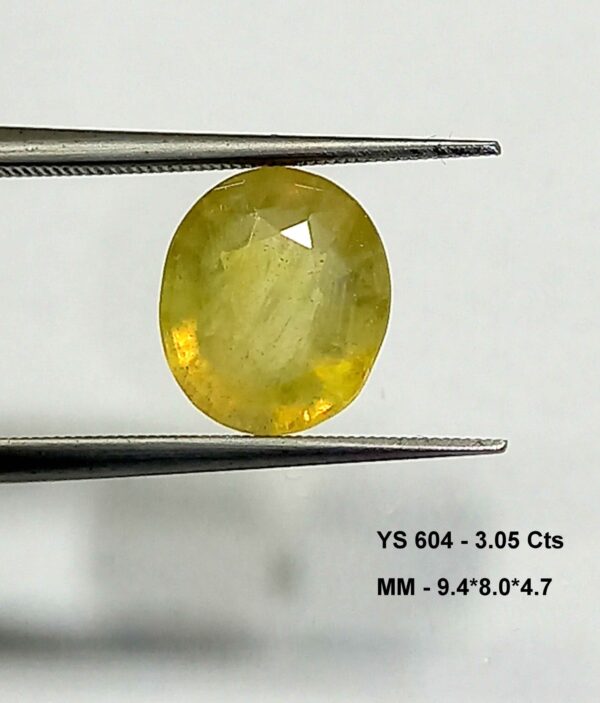 3.05 Cts Natural Bangkok Yellow Sapphire Gemstone Oval Cut 9.4*8 MM YS604